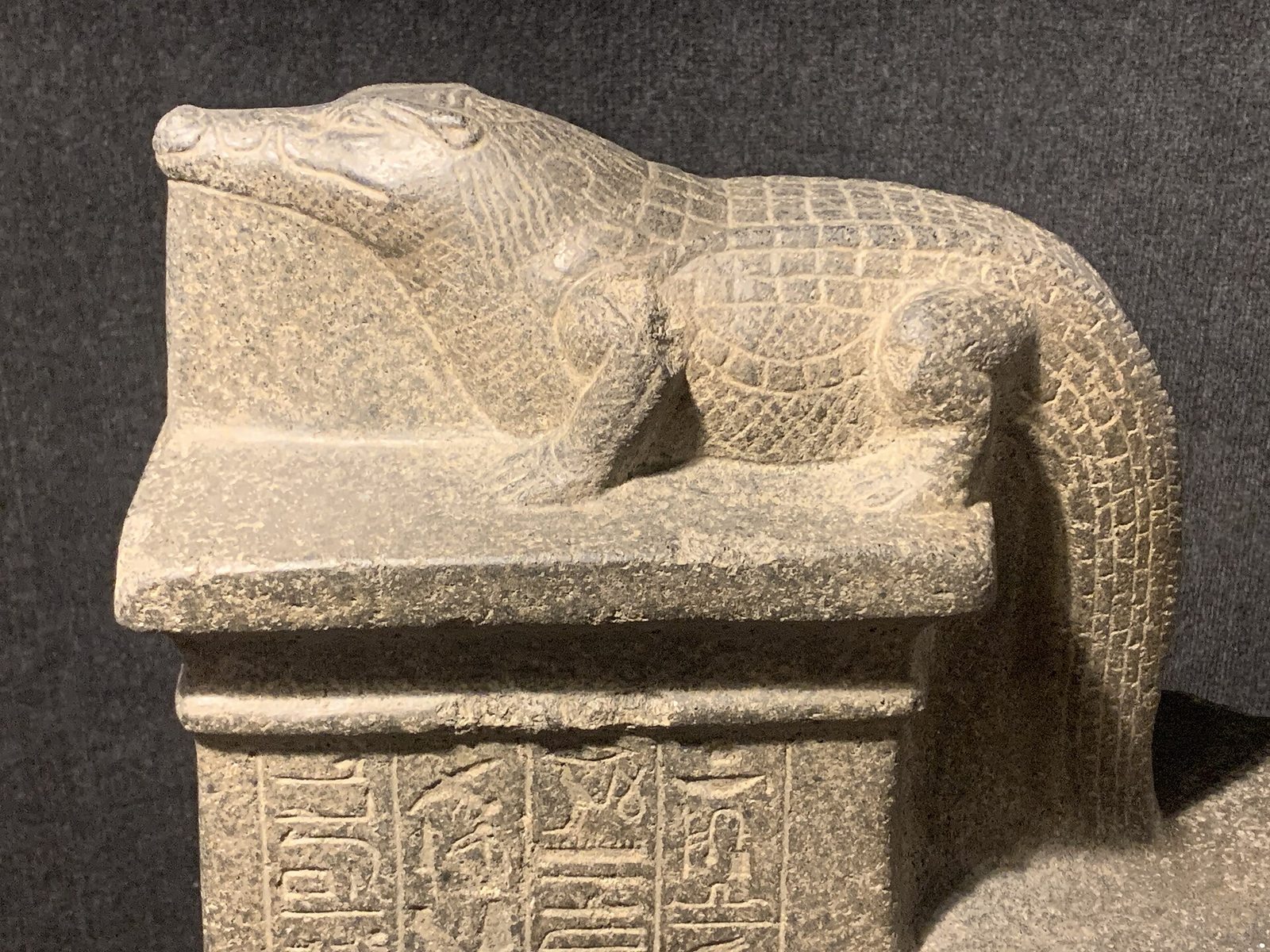 Human figure and crocodile form in Luxor Museum