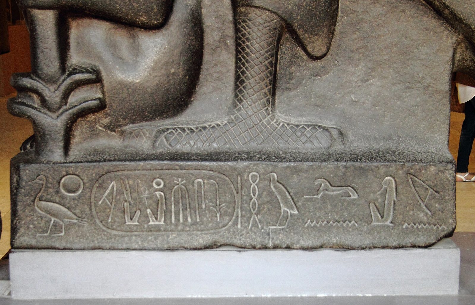 Royal figure shown with a falcon form in the Egyptian Museum in Cairo